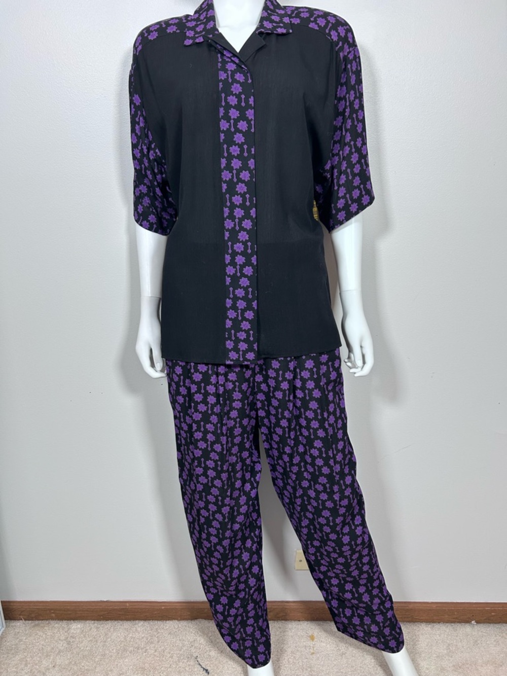 Vintage T. Edwards 2 Piece Pants Set Art to Wear Langenlook Elastic Waist Sz S